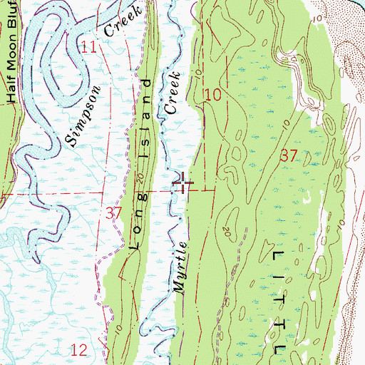 Topographic Map of Myrtle Creek, FL