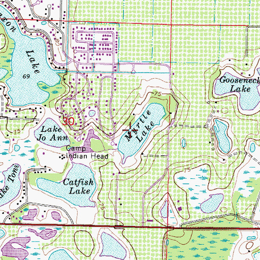 Topographic Map of Myrtle Lake, FL