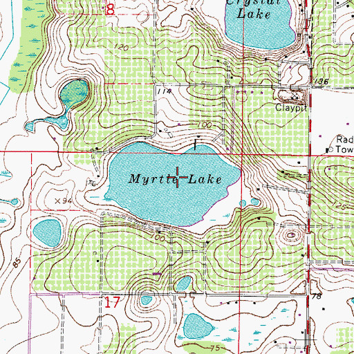 Topographic Map of Myrtle Lake, FL
