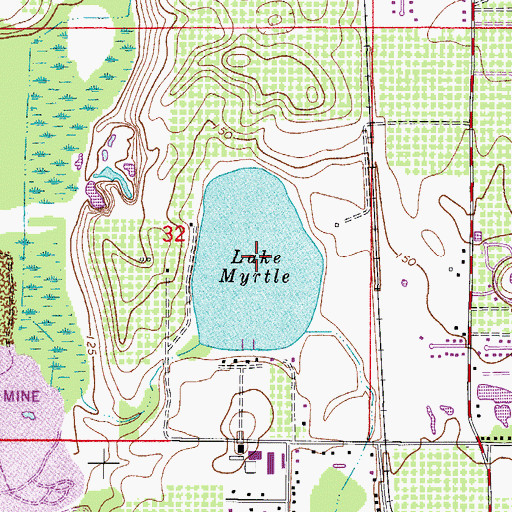 Topographic Map of Lake Myrtle, FL