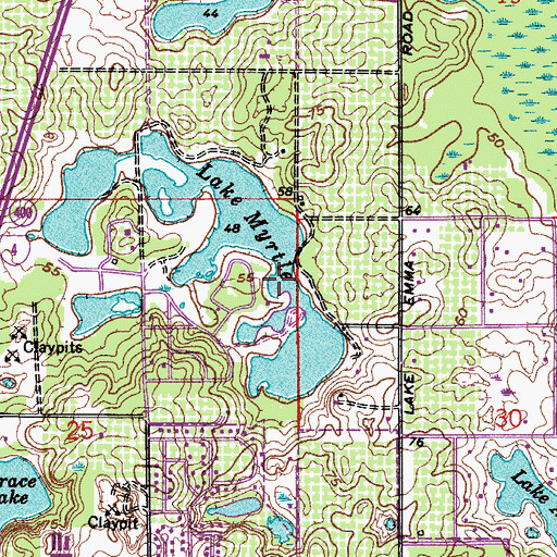 Topographic Map of Lake Myrtle, FL