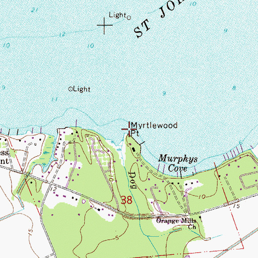 Topographic Map of Myrtlewood Point, FL