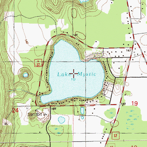 Topographic Map of Lake Mystic, FL