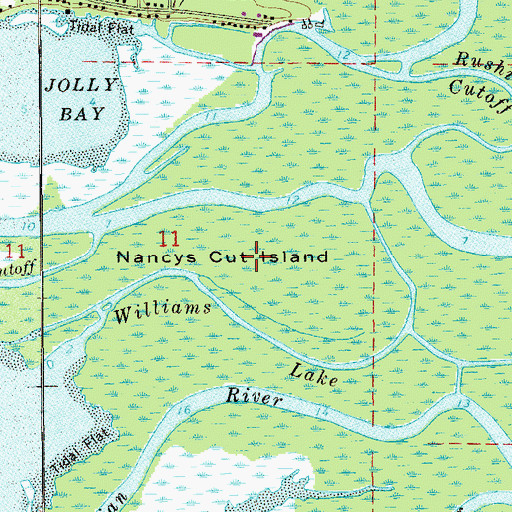 Topographic Map of Nancys Cut Island, FL