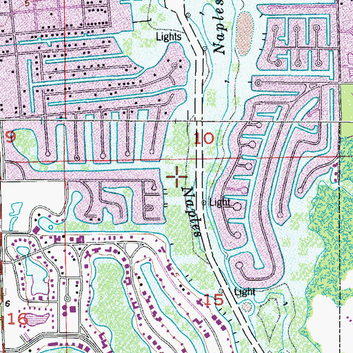 Topographic Map of Naples Bay, FL
