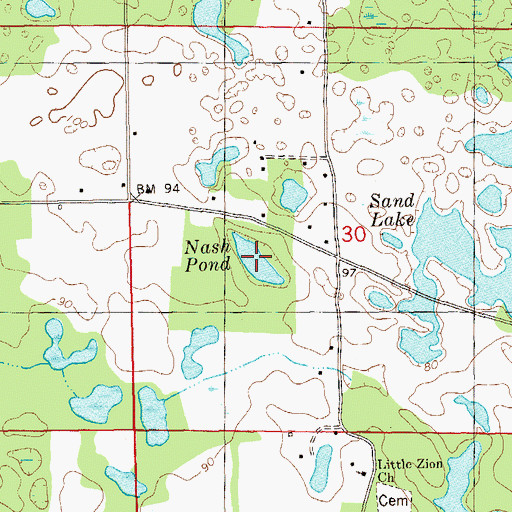 Topographic Map of Nash Pond, FL