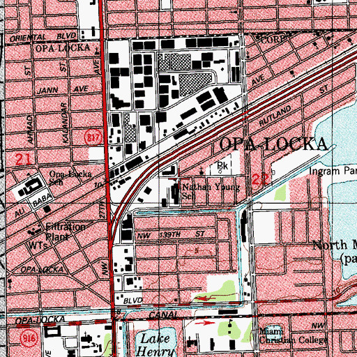 Topographic Map of Nathan B Young Elementary School, FL