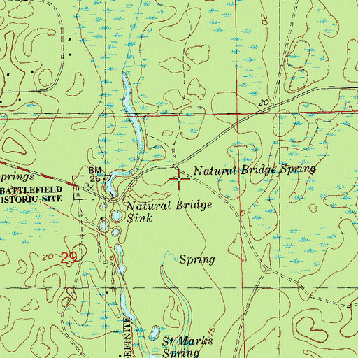 Topographic Map of Natural Bridge Spring, FL