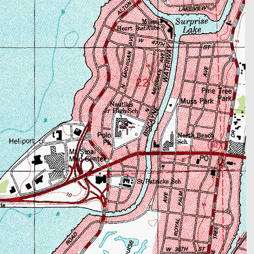 Topographic Map of Nautilus Middle School, FL