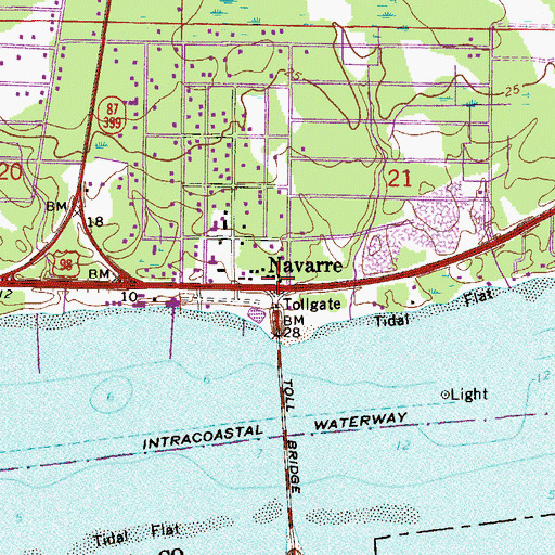 Topographic Map of Navarre, FL