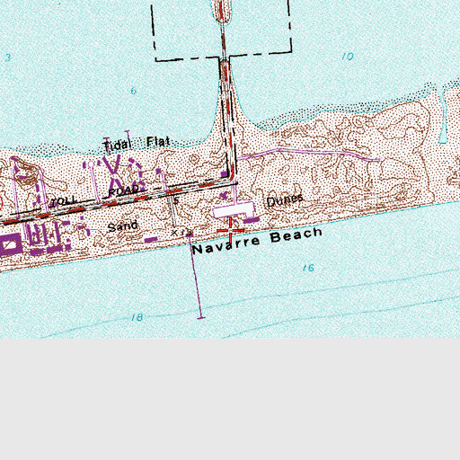 Topographic Map of Navarre Beach, FL