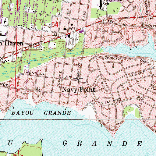 Topographic Map of Navy Point, FL