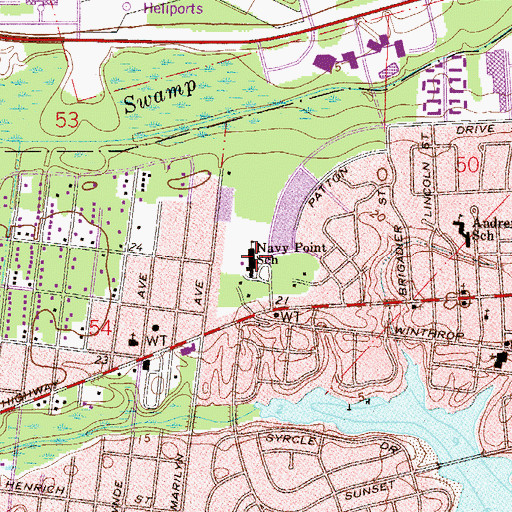 Topographic Map of Navy Point Elementary School, FL