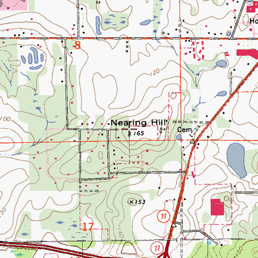 Topographic Map of Nearing Hill, FL