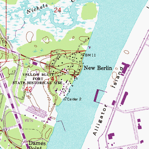 Topographic Map of New Berlin, FL