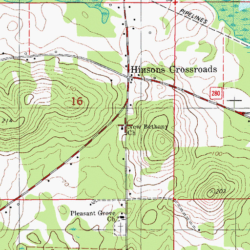 Topographic Map of New Bethany Church, FL