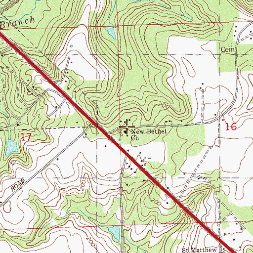 Topographic Map of New Bethel Church, FL