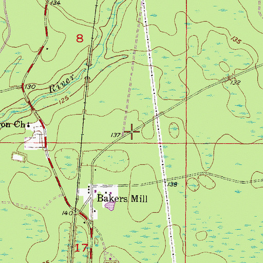 Topographic Map of New Bethel Church, FL
