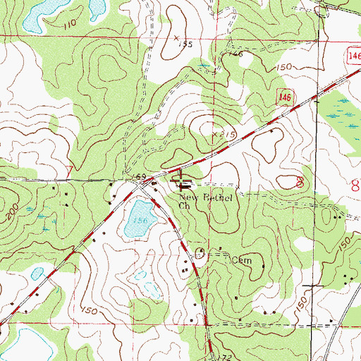Topographic Map of New Bethel Church, FL