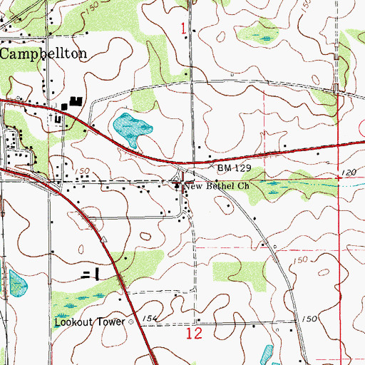 Topographic Map of New Bethel Church, FL