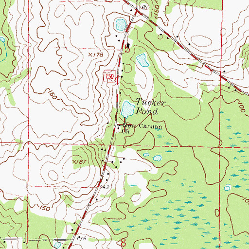 Topographic Map of New Canaan Church, FL