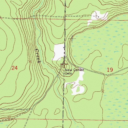 Topographic Map of New Canoe Cemetery, FL