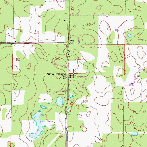 Topographic Map of New Chapel Missionary Baptist Church, FL