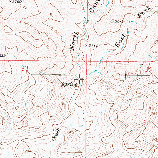 Topographic Map of East Fork North Canyon Creek, AZ