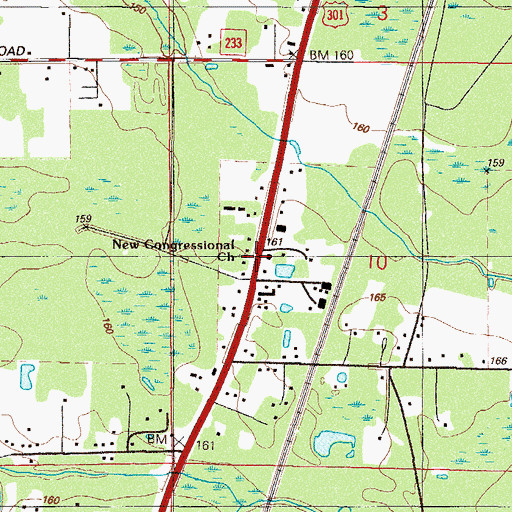 Topographic Map of New Congressional Church, FL