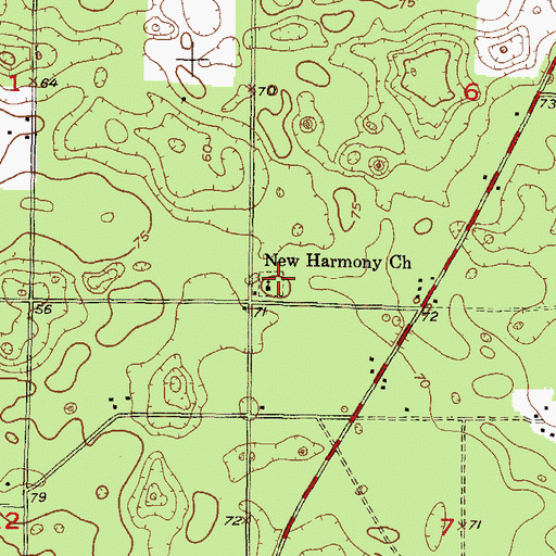 Topographic Map of New Harmony Church, FL