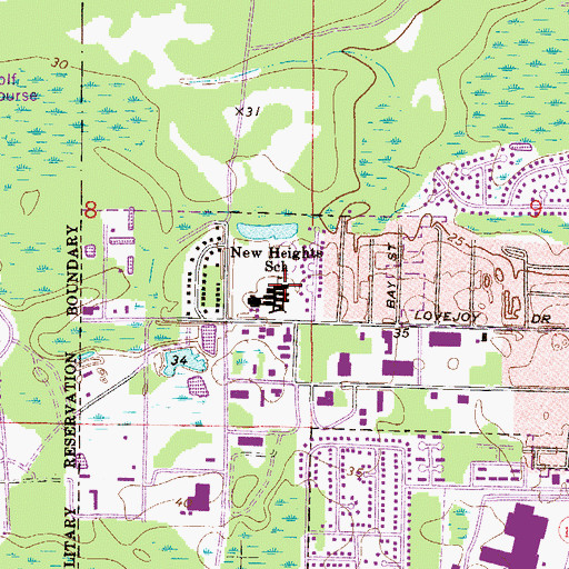 Topographic Map of New Heights School, FL