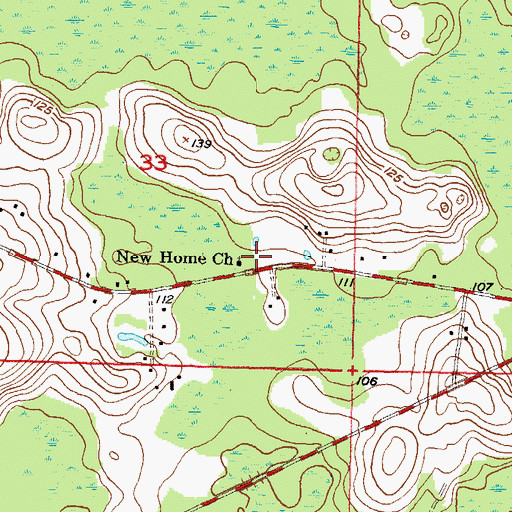 Topographic Map of New Home Church, FL