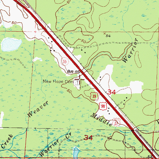 Topographic Map of New Hope Cemetery, FL