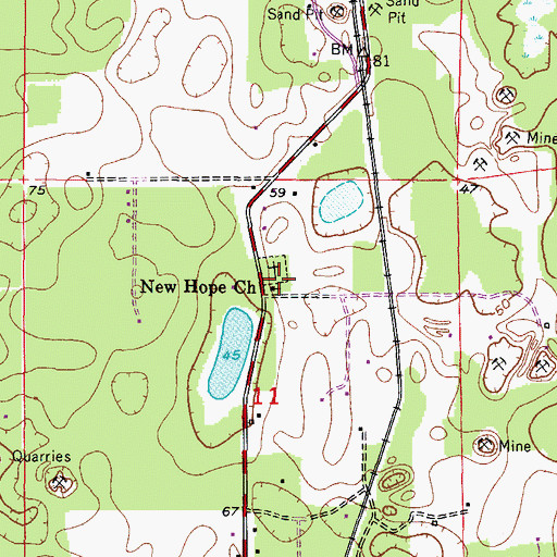 Topographic Map of New Hope United Methodist Church, FL