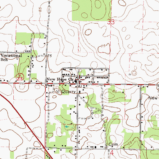 Topographic Map of New Hope Baptist Church, FL