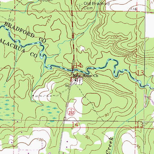 Topographic Map of New Hope Church, FL