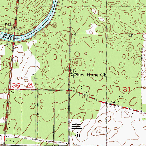 Topographic Map of New Hope Church, FL