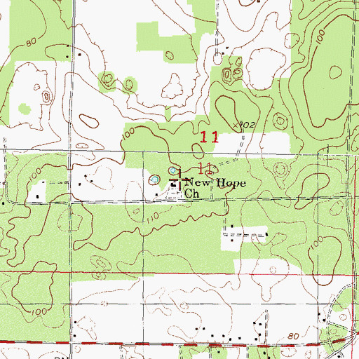 Topographic Map of New Hope Church, FL
