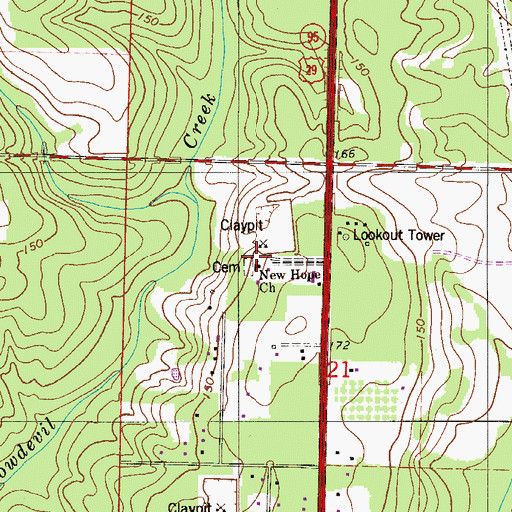 Topographic Map of New Hope Church, FL
