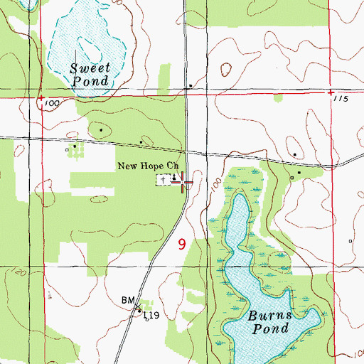 Topographic Map of New Hope Church, FL