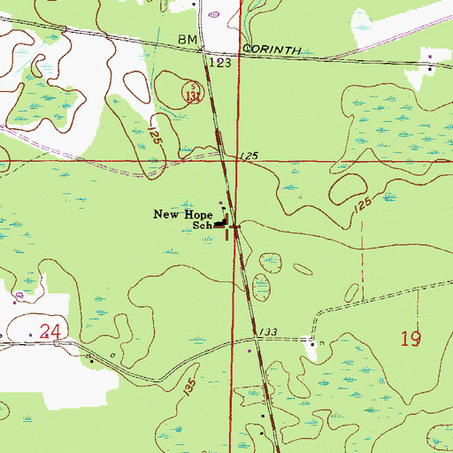 Topographic Map of New Hope School, FL
