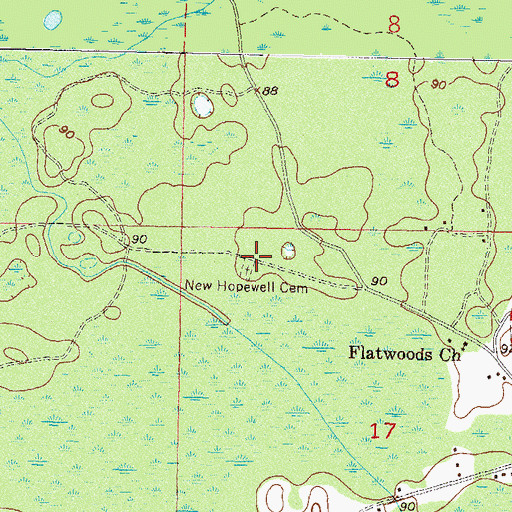 Topographic Map of New Hopewell Cemetery, FL