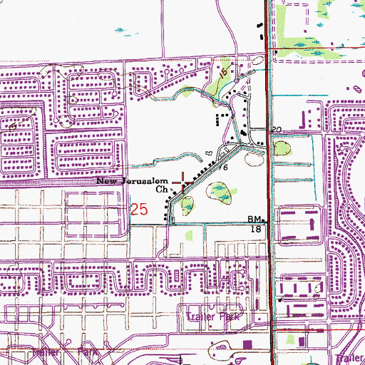 Topographic Map of New Jerusalem Church, FL