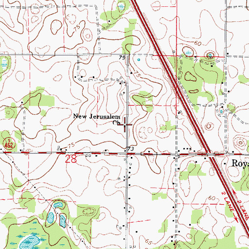 Topographic Map of New Jerusalem Church, FL