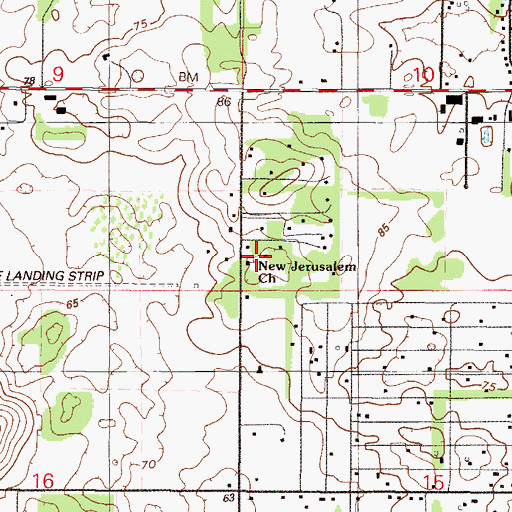 Topographic Map of New Jerusalem Church, FL