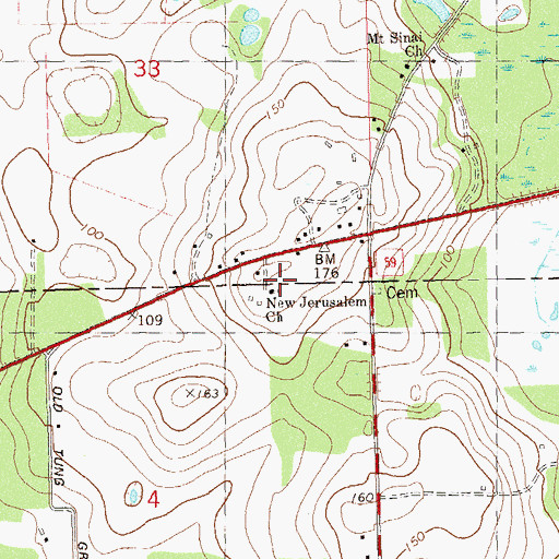 Topographic Map of New Jerusalem Church, FL