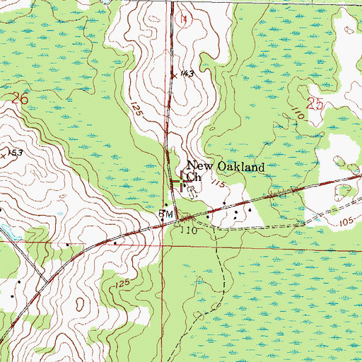 Topographic Map of New Oakland Church, FL