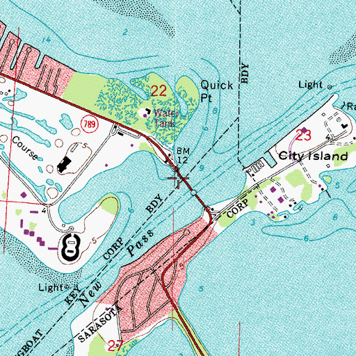 Topographic Map of New Pass, FL
