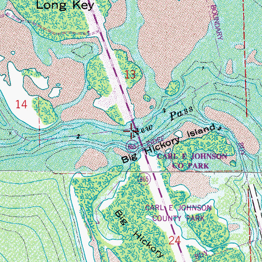 Topographic Map of New Pass, FL
