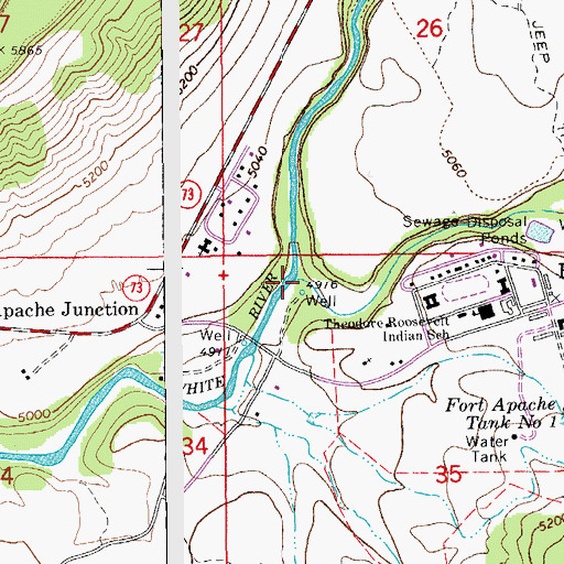 Topographic Map of East Fork White River, AZ
